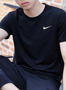 Nike耐克正品冰丝T恤男士速干短袖防晒跑步训练服新款健身运动装