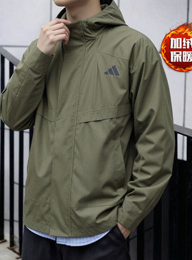 正品假一赔十加绒绿色外套男防风