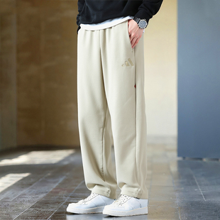 直筒裤 新款 宽松针织纯棉卫裤 米白美式 阿迪达斯裤 休闲长裤 子男冬季