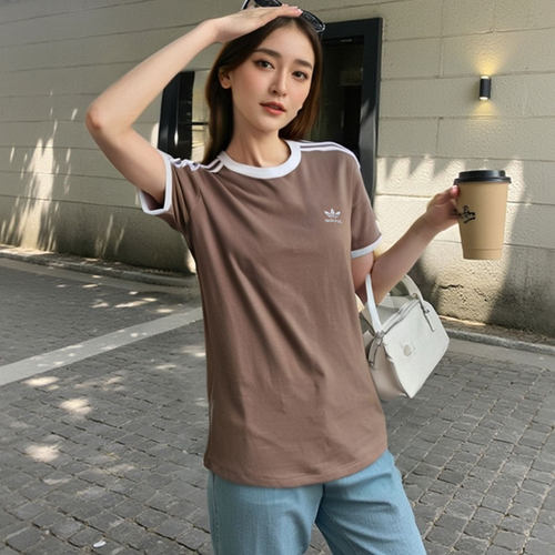 阿迪达斯三叶草短袖女夏季新款圆领上衣显瘦美式复古T恤女JD4570