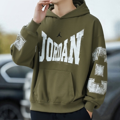连帽美式卫衣Jordan男装耐克2025新款保暖防风运动套头衫夹克外套