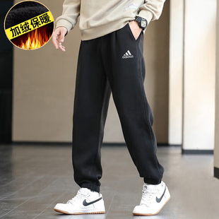 男士 休闲裤 秋冬季 宽松束脚针织长裤 子 新款 阿迪达斯加绒运动卫裤