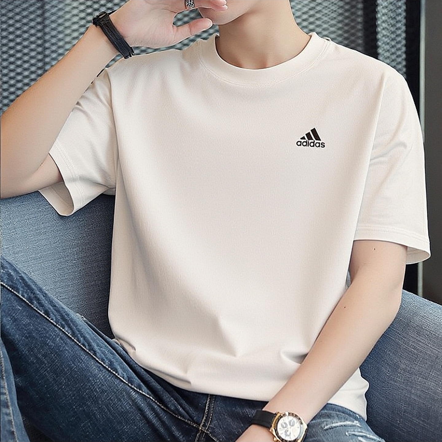 阿迪达斯短袖男装夏季新款纯棉针织透气上衣男士宽松休闲运动T恤