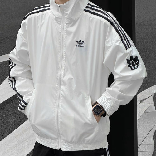 正品假一赔十三叶草白色防风衣男