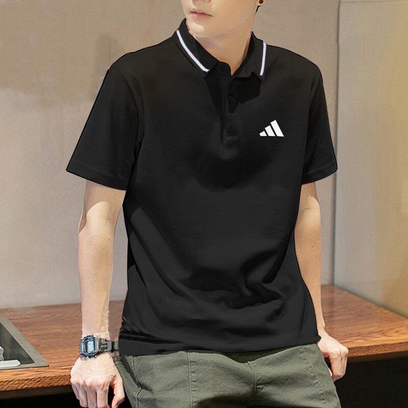 阿迪达斯POLO衫男夏季新款运动服休闲衣服翻领短袖纯棉透气t恤男