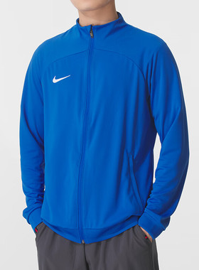 耐克外套男装薄款夏季运动户外健身训练户外跑步梭织速干蓝色夹克