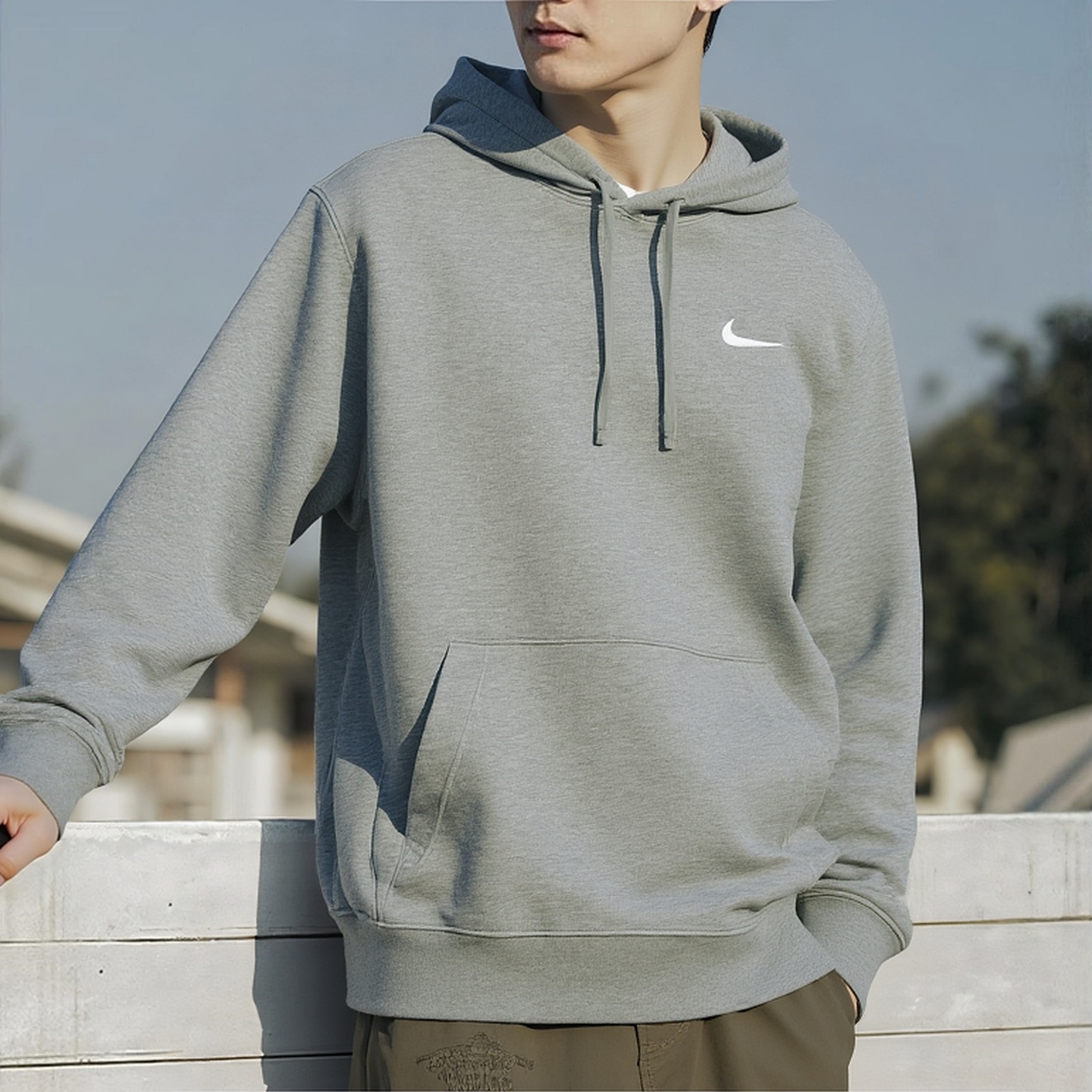 耐克官方正品灰色连帽卫衣运动装