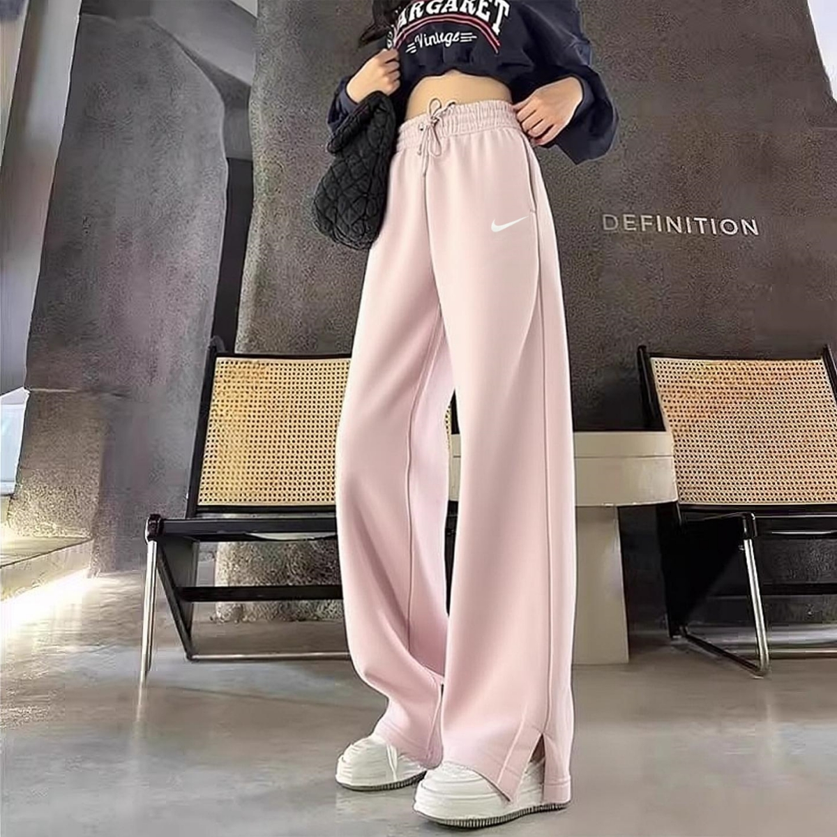 耐克浅色加绒女裤运动裤