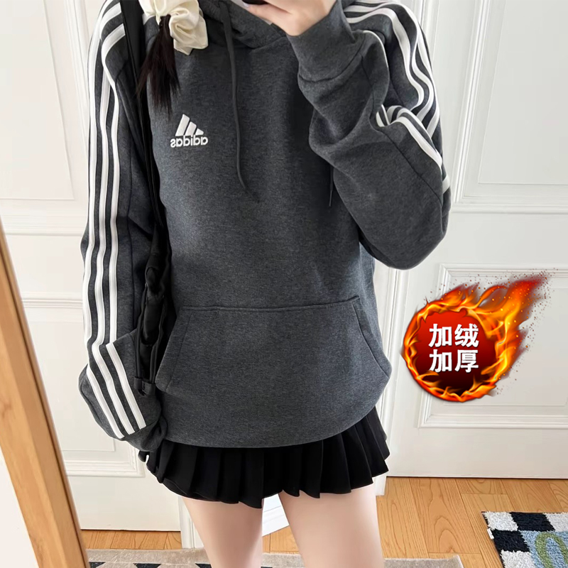 秋季正品加绒运动保暖套头衫卫衣
