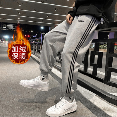 正品假一赔十灰色加绒裤子男冬