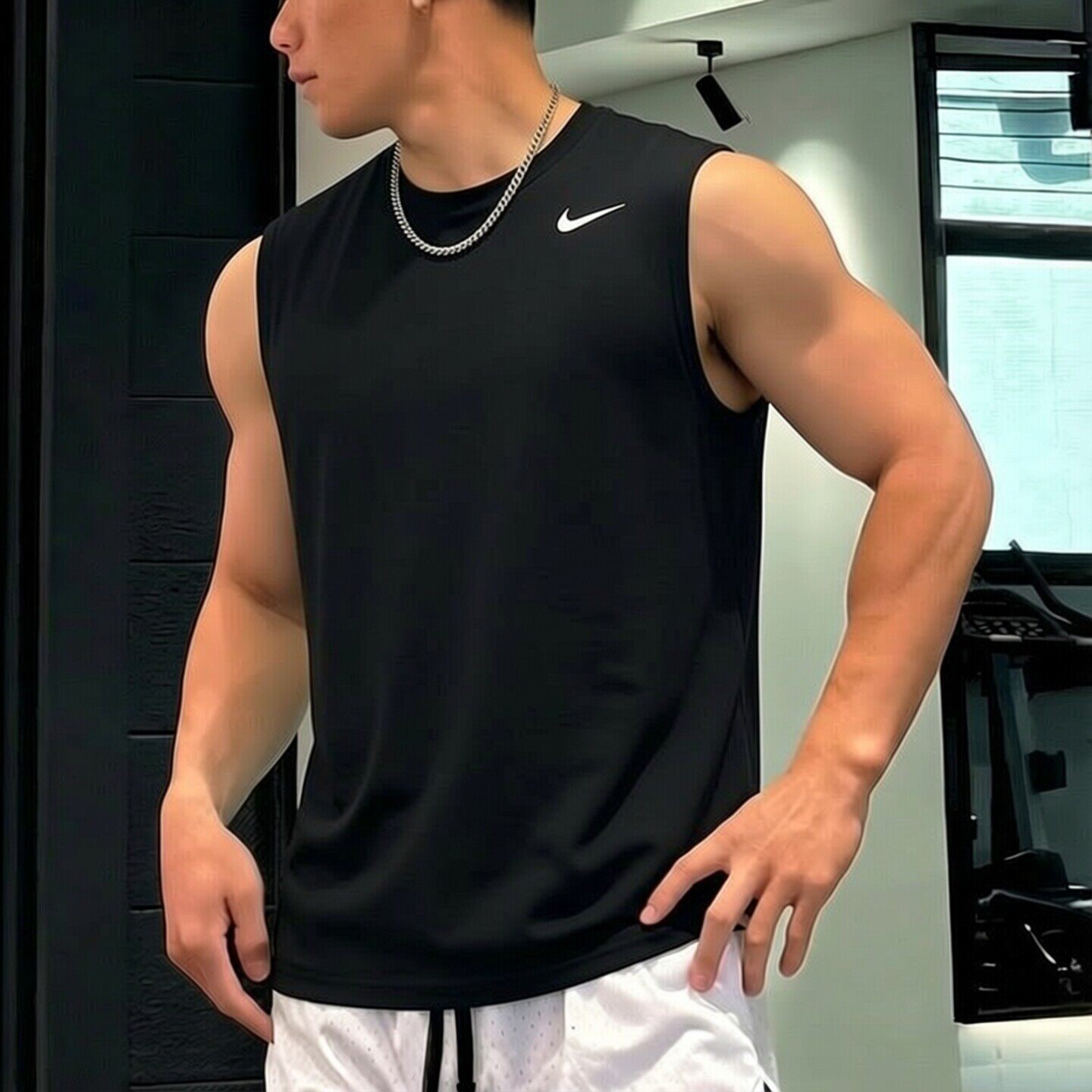 Nike耐克针织速干背心男子无袖T恤透气健身运动服新款跑步薄上衣