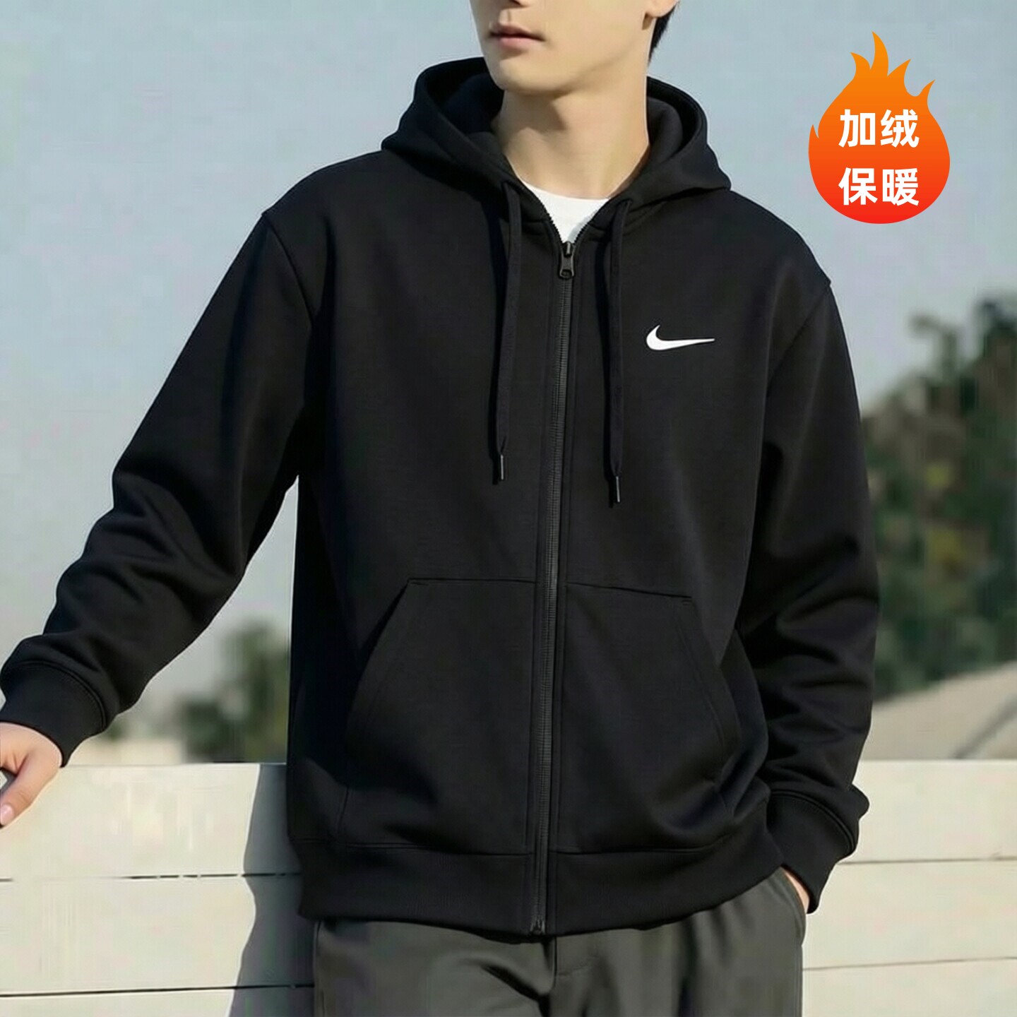 耐克连帽外套Nike正品男装2026冬季新款加绒运动服跑步上衣休闲装