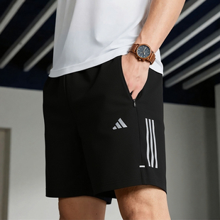 阿迪达斯短裤男裤夏季新款速干透气分叉跑步健身训练裤篮球运动裤