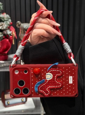 波点小马适用于opporeno11/12/13pro手机壳苹果15四角挂绳壳华为pura70红色vivos30女荣耀90gt防摔nova14小米