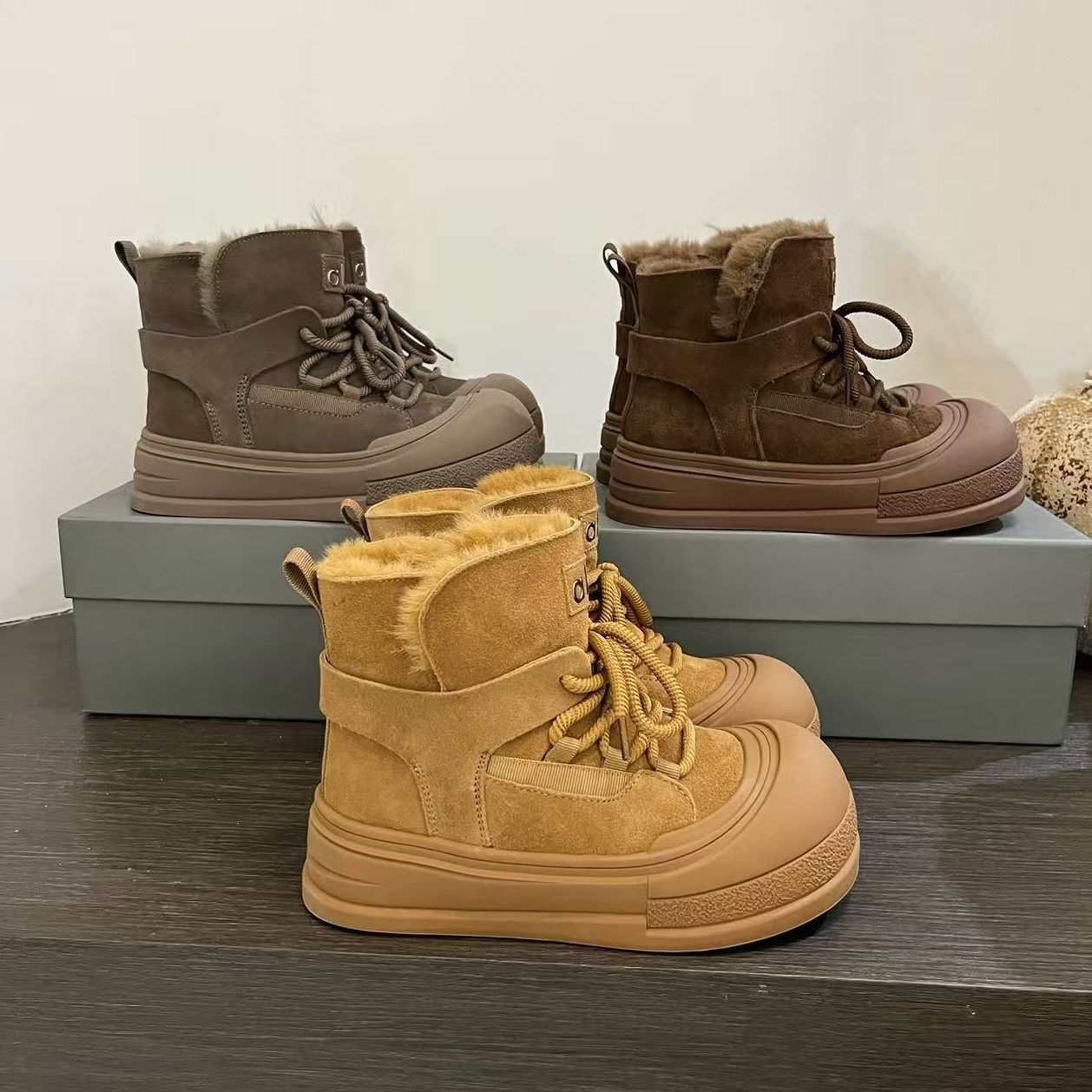 真皮厚底高帮雪地靴2025冬季新款女鞋时尚百搭休闲鞋运动鞋潮鞋