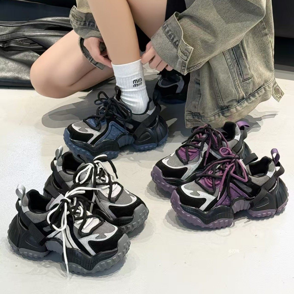 真皮【真皮】欧洲站老爹鞋2025秋季新款厚底拼色百搭运动休闲女鞋,女鞋,时尚休闲鞋,淘宝优惠券,粉丝福利购,淘宝优惠卷