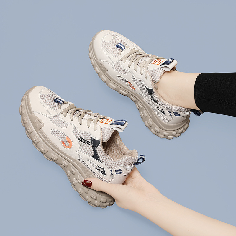 真皮软底老爹鞋女休闲运动跑步2025年春秋季百搭女鞋薄款鞋子2025