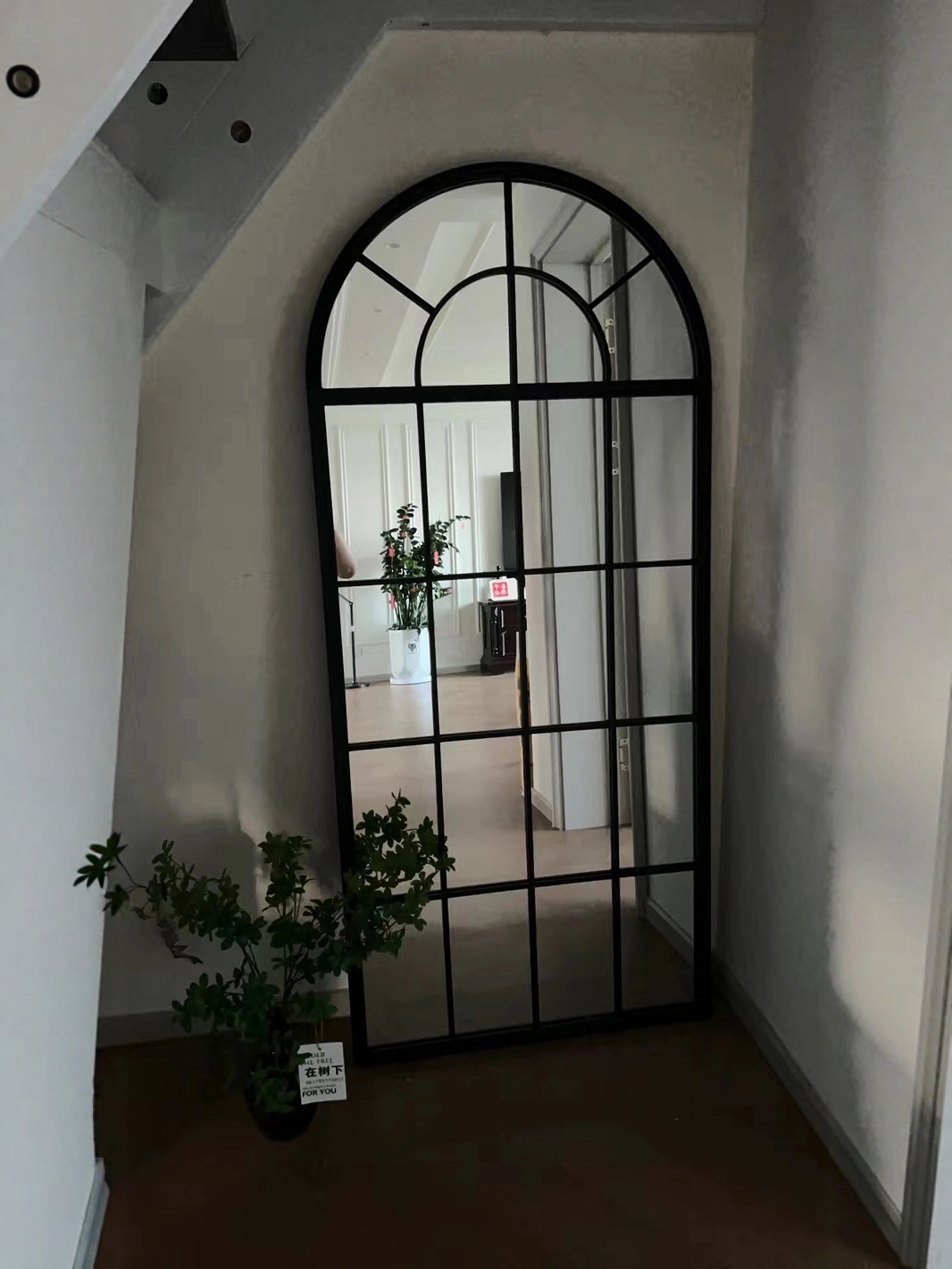 小红书爆款法式复古全身镜家用圆弧镜玄关壁挂室内家居拱形大镜子