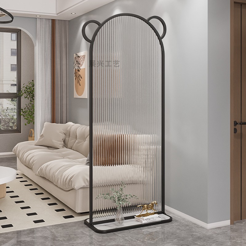 小熊铁艺玻璃屏风客厅奶油风复古隔断小清新拱门玄关门对门遮挡用