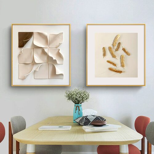 几何抽象艺术餐厅装饰画侘寂风画