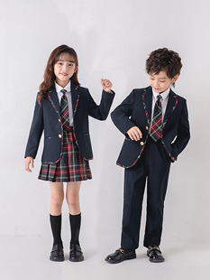 幼儿园表演春秋礼服韩版园服小学生校服宝宝演出童装英伦西装套装