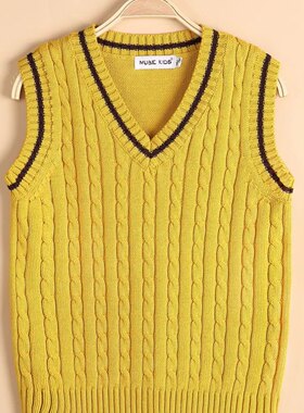 儿童童装马甲春秋新款小学生校服班服幼儿园园服针织毛衣背心纯棉