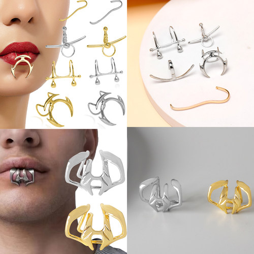 朋克风唇钉潮流个性免打孔唇夹