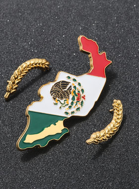 Mexico墨西哥地图国旗徽章胸针