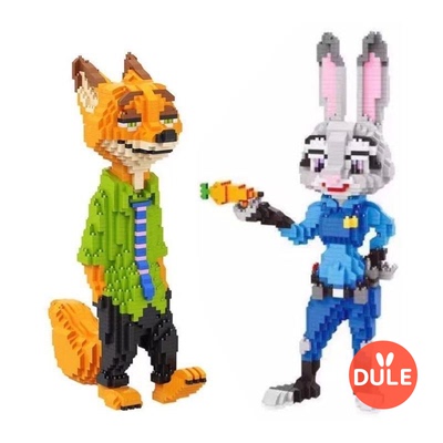 钻石微小颗粒动物城兔子朱迪狐狸尼克系列积木拼插益智儿童玩具