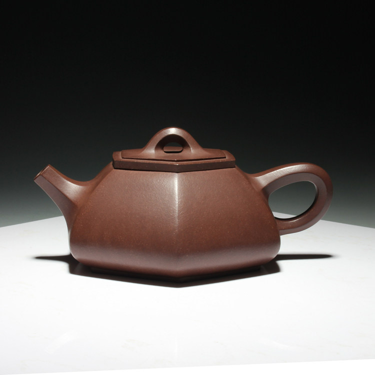 宜兴紫砂茶壶国工王红娟纯手工制功夫茶具六方石瓢壶泡茶原矿紫泥