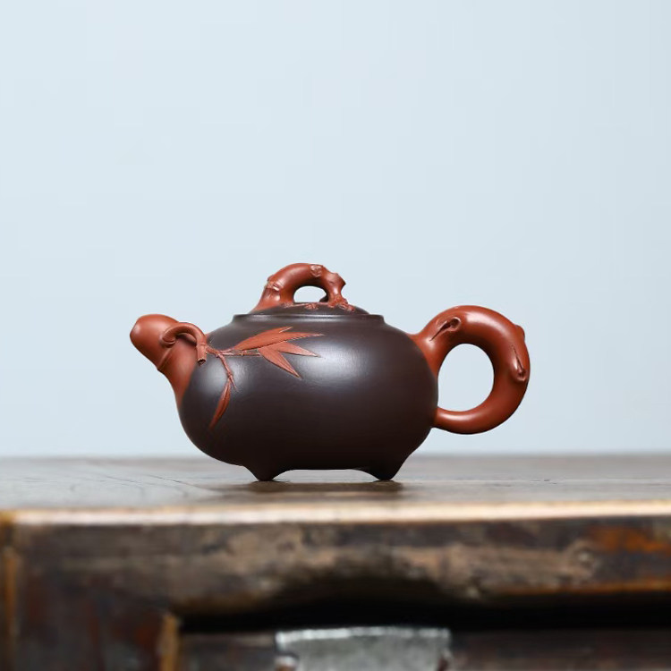 宜兴紫砂茶壶国工王红娟纯手工制功夫茶具竹梅双亲壶原矿紫泥泡茶