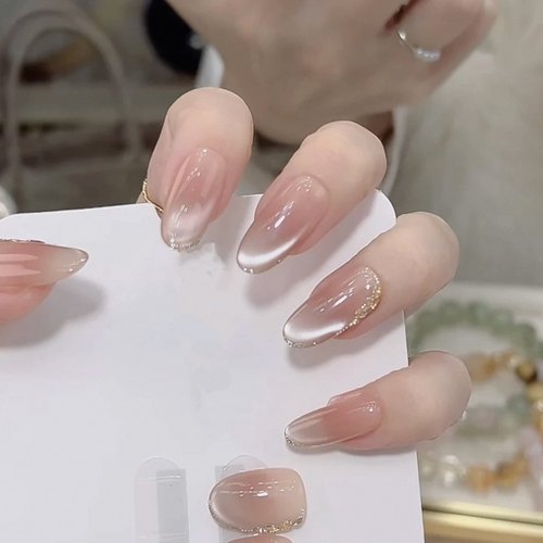 手工穿戴甲显白猫眼腮红光疗美甲