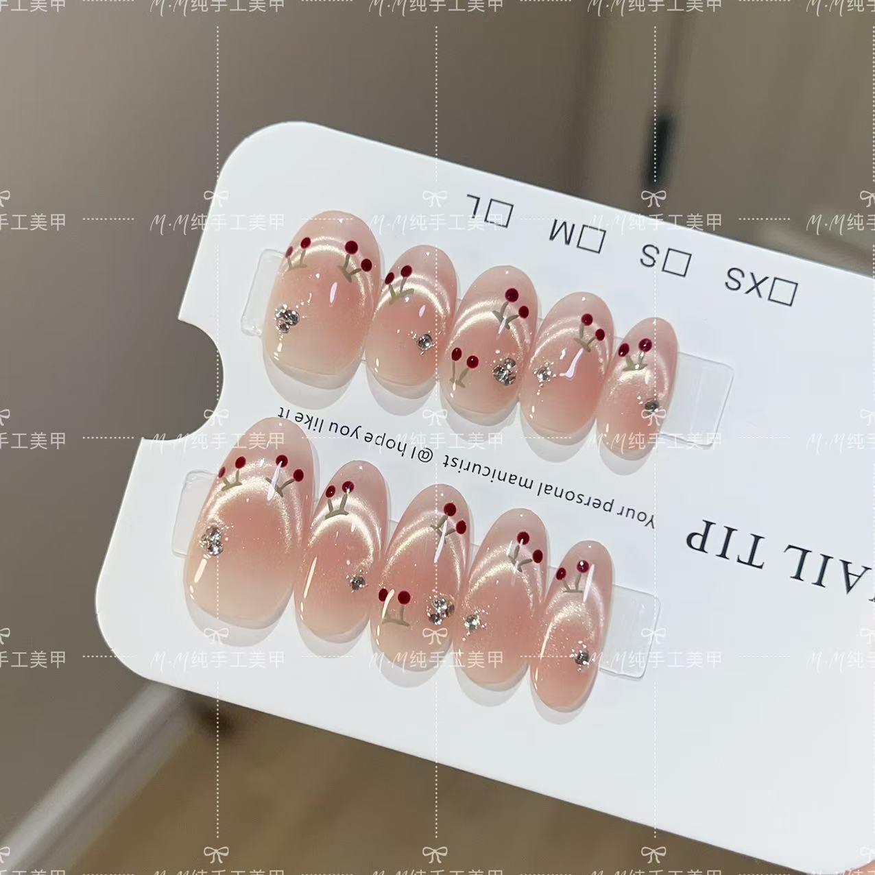 手工穿戴甲显白纯欲法式猫眼腮红