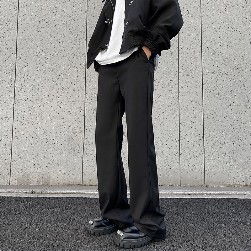 190高个子春季休闲宽松阔腿弯刀西裤男士日系垂坠感百搭加长裤子