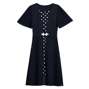 RM8659#大码2023夏新款法式洋气修身显瘦中长裙子气质减龄遮肚连衣裙