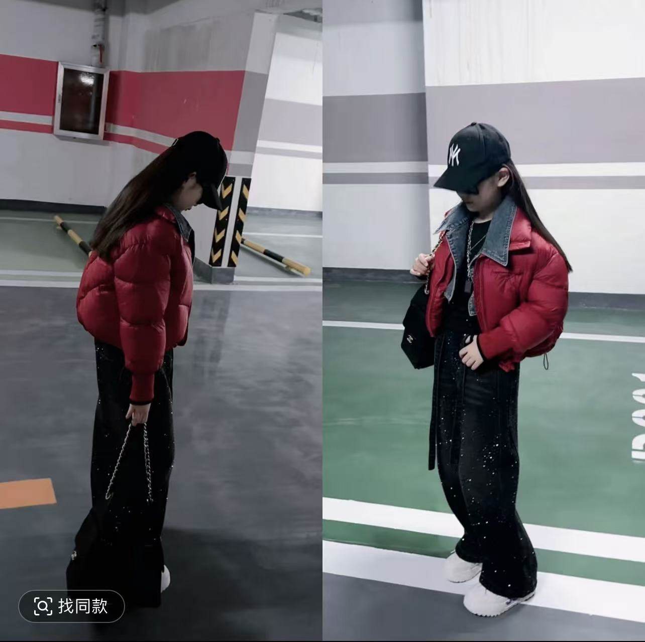 女童潮酷短款设计感脱卸牛仔翻领红色棉服外套中大童洋气过年棉衣,童装/婴儿装/亲子装,棉袄/棉服,淘宝优惠券,粉丝福利购,淘宝优惠卷