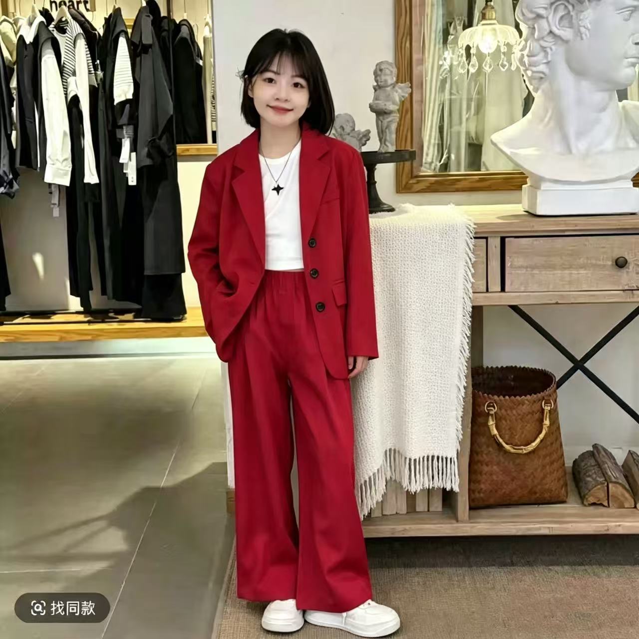 女童西装网红套装洋气女孩西服