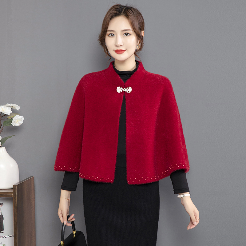 冬季钉珠中国风女小披肩高端洋气