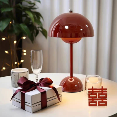 花苞台灯结婚陪嫁长明灯红色一对卧室婚房床头小夜灯礼品高级闺蜜