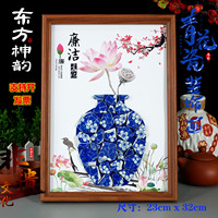 清廉非遗传统手工diy青花陶瓷拼贴画廉洁好家风家训社区团建活动