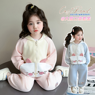 女童套装2026新款春装韩系穿搭儿童连帽卫衣春秋季甜美女宝宝衣服