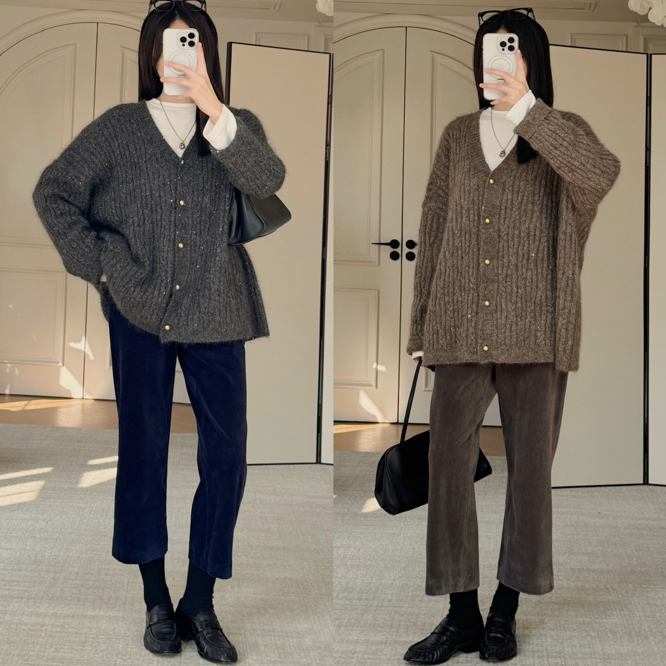 现货意大利filaticofil珠片彩葱丝極幼马海毛混纺~宽松绞花开衫