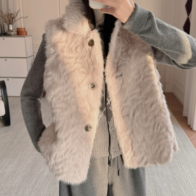 轻暖叠穿神器！环保小湖羊皮毛一体~两面穿皮草马甲外套