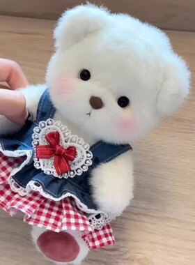 莉娜熊衣服牛仔裙子20cm小号30中号小熊丽娜娃衣可爱爱心黄色蓝
