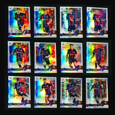 球星卡 2022-23 topps chrome 银折 巴萨罗那 佩德里 加维 德容