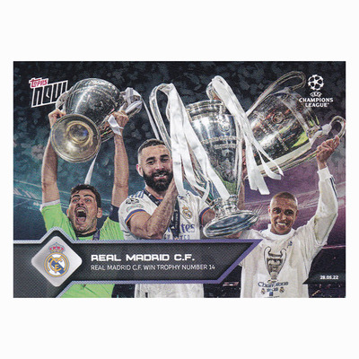 球星卡 皇马第14座欧冠奖杯2021-22 Topps now本泽马 卡西 卡洛斯
