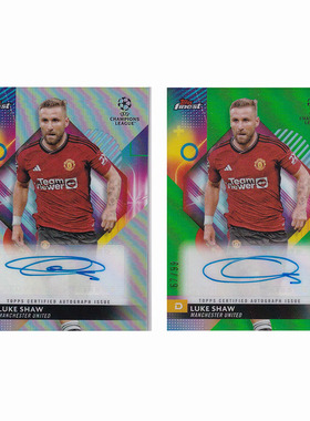球星卡 卢克肖 签字 银折 2023-24 Topps finest 曼联 英格兰