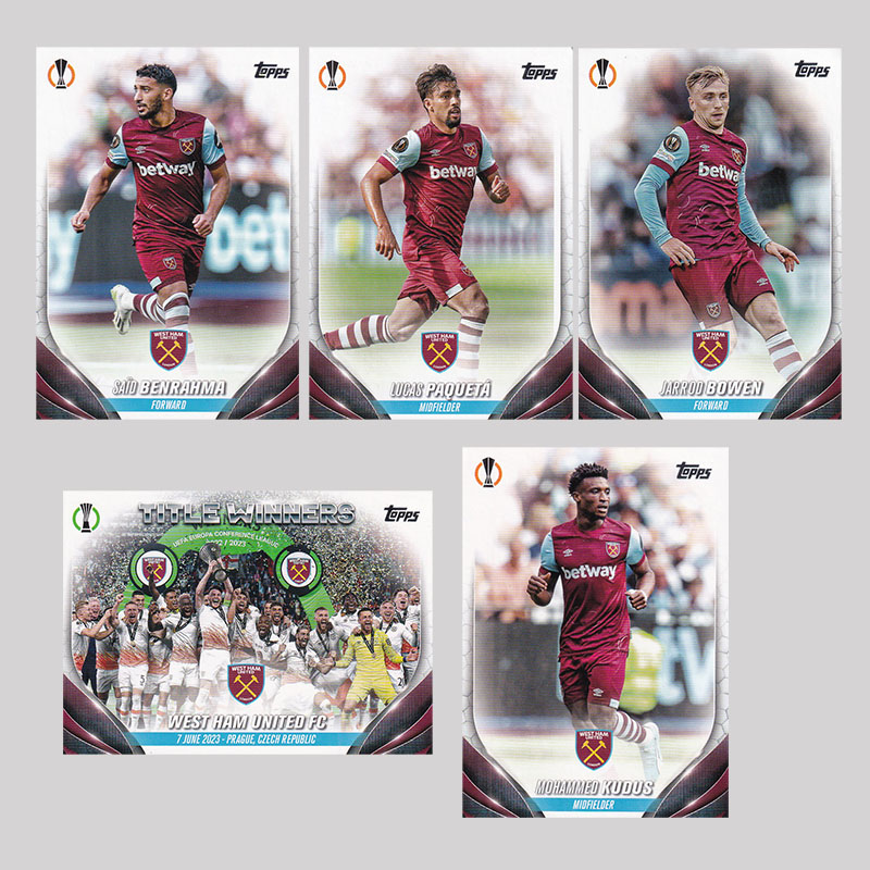 球星卡西汉姆联2023-24 Topps ucc欧战 鲍恩 本拉赫马 欧协联冠军