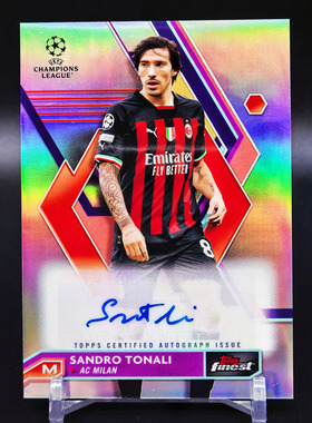 球星卡 托纳利 银折 签字 2022-23 Topps finest欧冠 AC米兰 纽卡