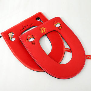 结婚马桶垫喜庆马桶套家用红色坐垫坐便套马桶圈加厚四季通用婚庆